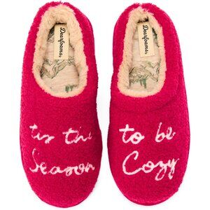 Women's Red Christmas Holiday Fuzzy Cozy Sherpa Novelty House Slipper Shoes